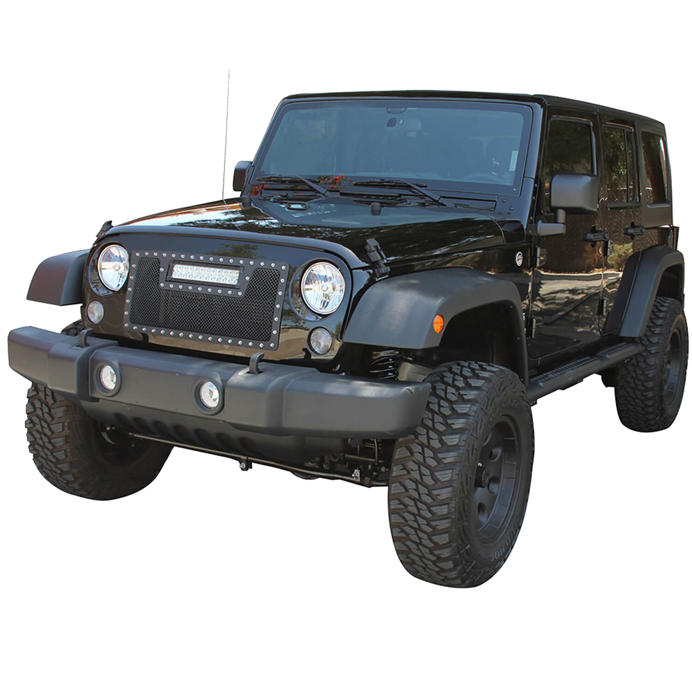 2007-2018 Jeep Wrangler JK Black Out LED Mesh Grille Kit - Nox Lux