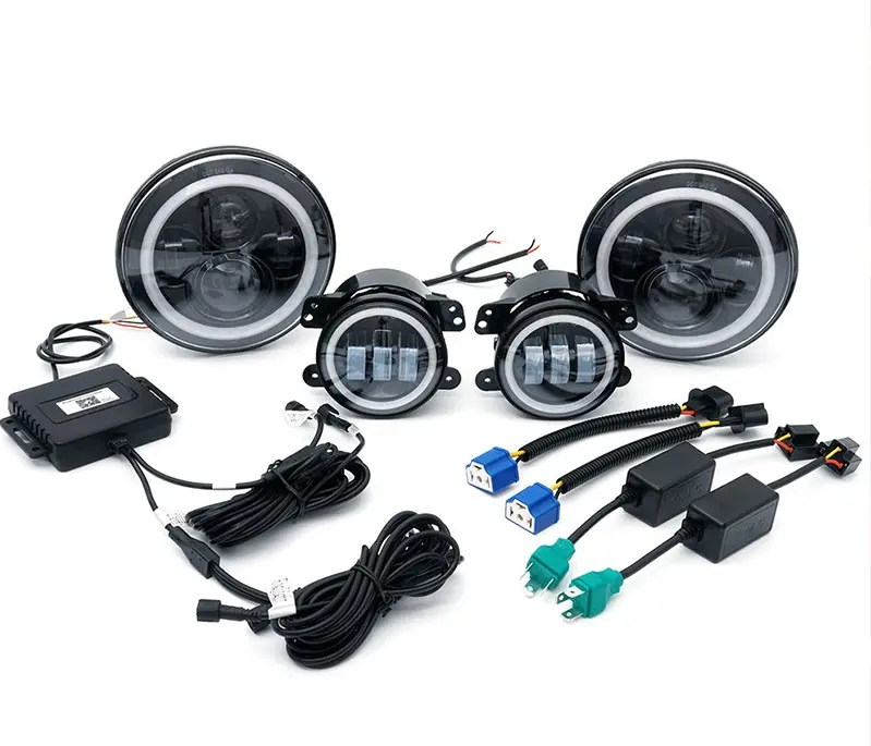 thumbnail image 2 of 7 Inch LED Headlights With Fog & Turn Signal Kit For Jeep Wrangler JK 2007-2018 - DOT Certified, 6000K, Black Housing 2 of 5